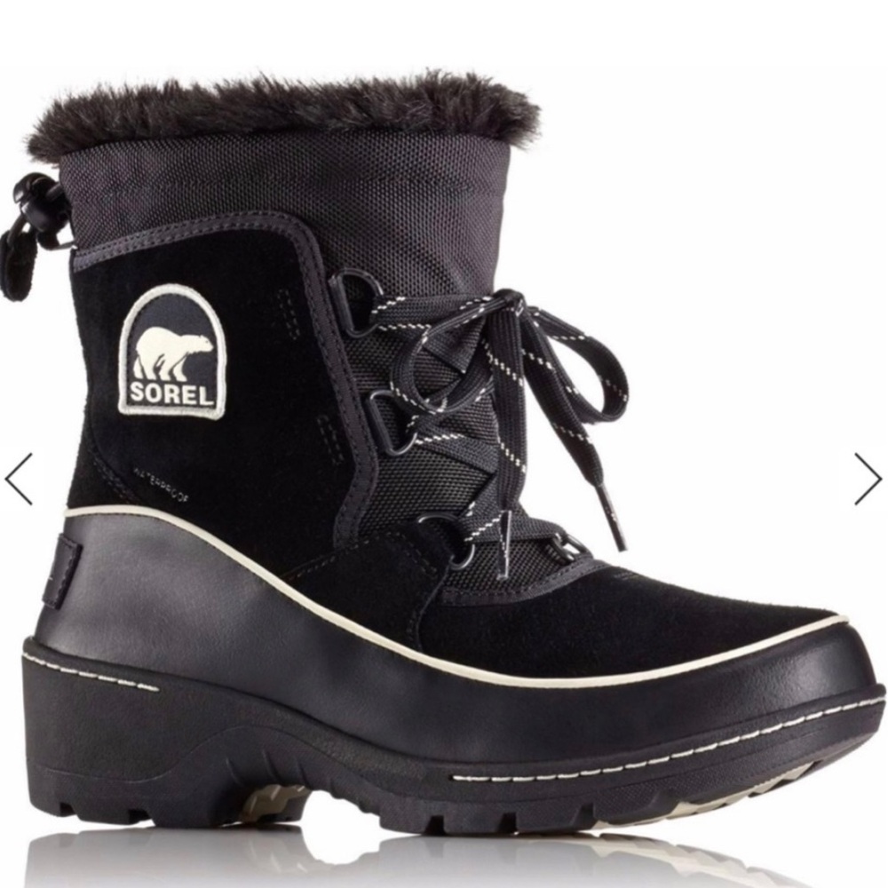 Sorel Tivoli III Snow Boots Size 9 Waterproof Black Suede Black Fur